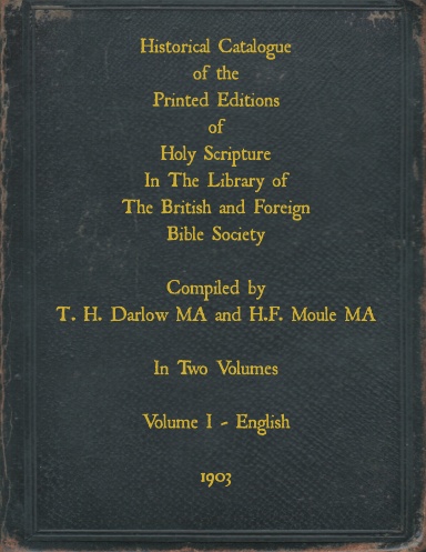 Historical Catalogue of Printed Scriptures