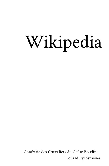 Volume 0540, Confrérie des Chevaliers du Goûte Boudin --- Conrad Lycosthenes