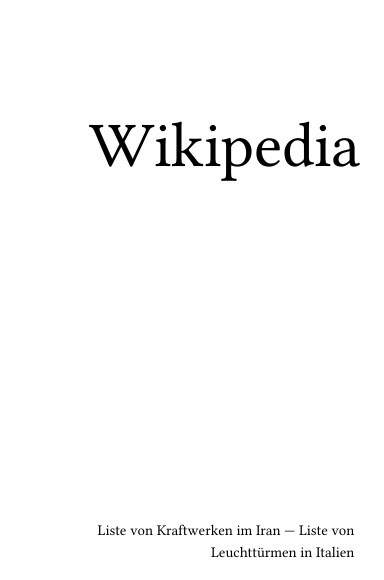 Volume 1997, Liste von Kraftwerken im Iran --- Liste von Leuchttürmen in Italien