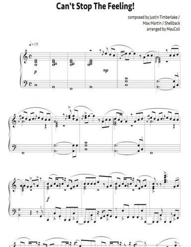 Can't Stop The Feeling! (piano music sheet)