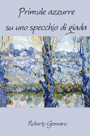 Primule azzurre su uno specchio di giada
