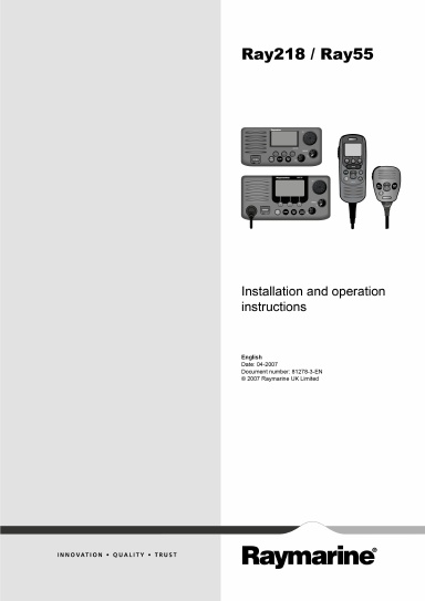 Ray218 / Ray55 VHF Installation and operation instructions (81278-3) - ENGLISH (EN)