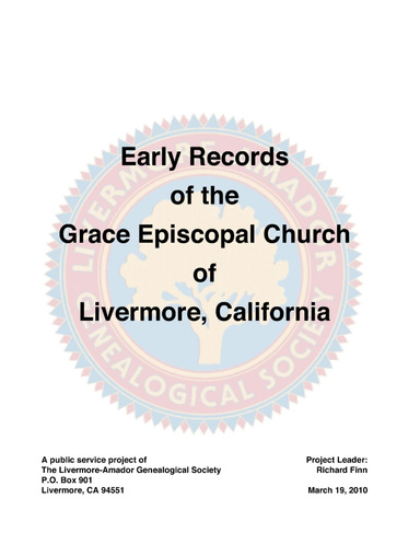 Early Records of the Grace Episcopal Church of Livermore, California