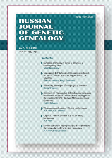 Russian Journal of Genetic Genealogy. Vol 1, №1, 2010