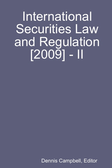 International Securities Law and Regulation [2009] - II