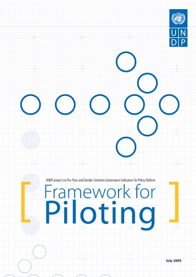 Framework for Piloting Pro-Poor and Gender Sensitive Governance Indicators for Policy Reform
