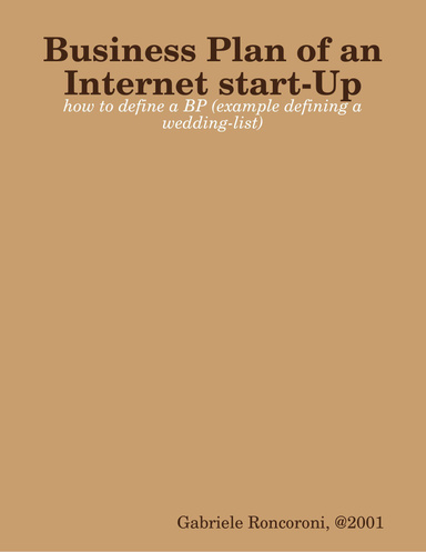 Example of a Business Plan of an internet Start-Up