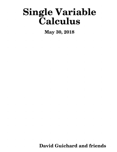Single Variable Calculus, 2018.05.30