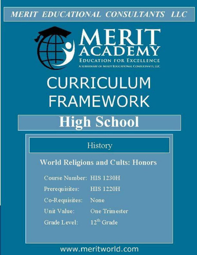 His 1230 H World Religions and Cults Honors