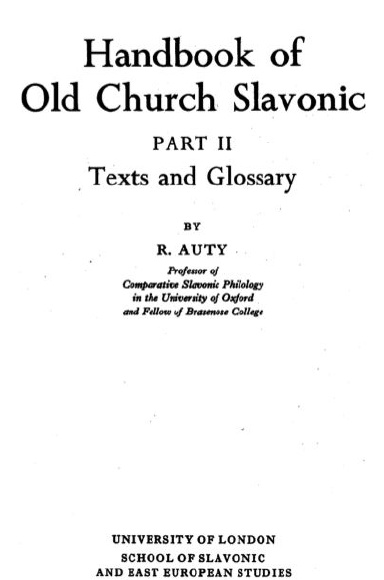 Old Church Slavonic Grammar - II