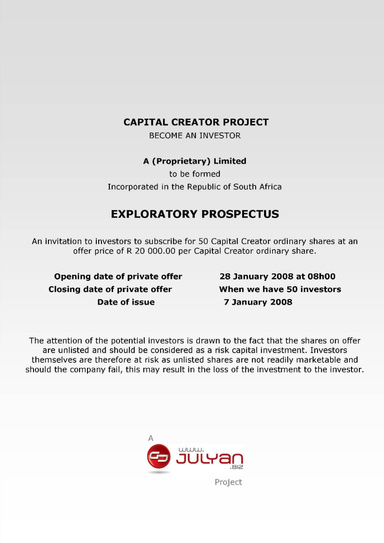 Capital Creator Exploratory Prospectus