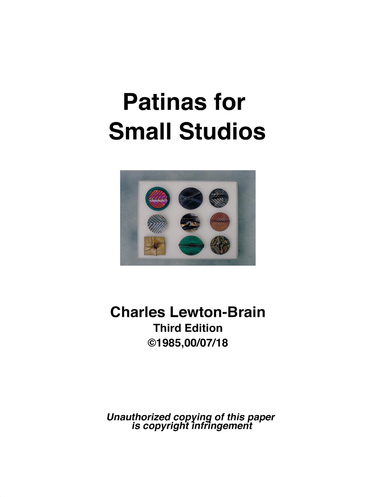 Patinas for Small Studios 3rd Edition