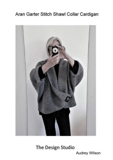 Aran Garter Stitch Shawl Collar Cardigan Knitting Pattern