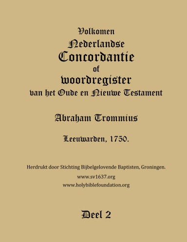 Trommius 1750 Dutch Bible Concordance, Volume 2
