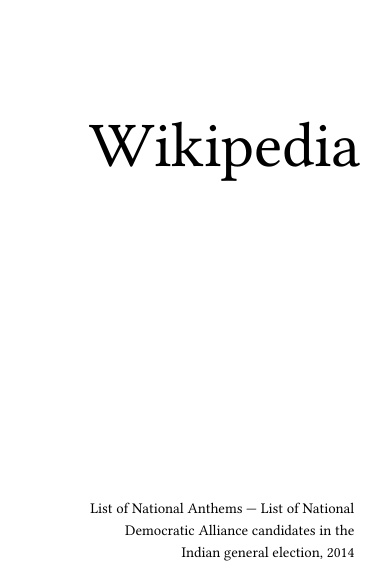 Volume 4172, List of National Anthems --- List of National Democratic Alliance candidates in the Indian general election, 2014