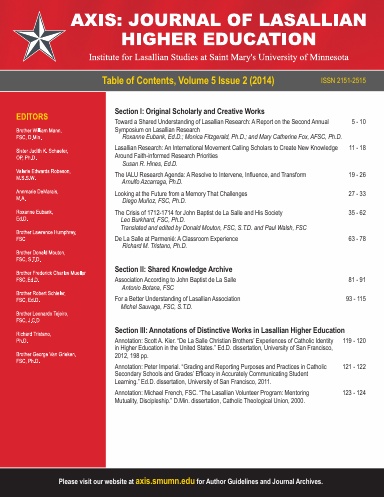 AXIS: Journal of Lasallian Higher Education 5:2