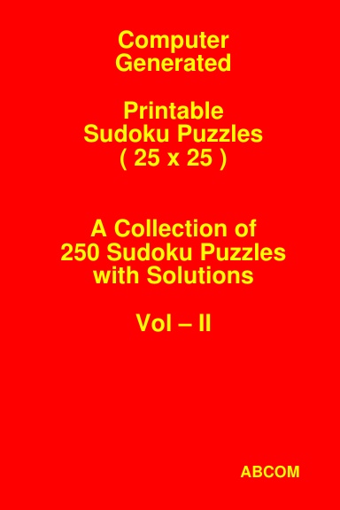 Printable Sudoku Puzzles 25x25 Vol - II