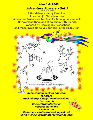Posters (black&white) Huckleberry Happy Adventure Posters-set 1