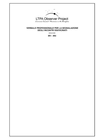 Modulistica - Verbale professionale per la segnalazione degli Incontri Ravvicinati - Versione base
