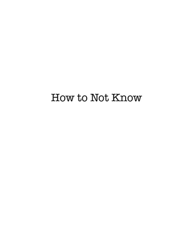 How to Not Know