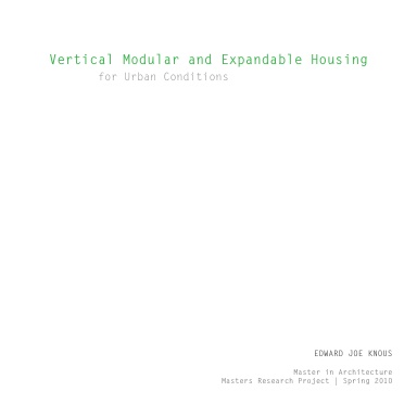 Vertical Modular and Expandable Housing for Urban Conditions