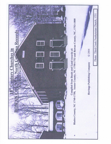 18th Century Churches of Rowan County, NC [digital]