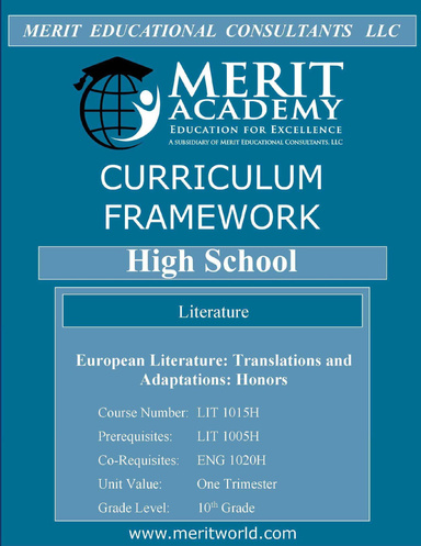 Lit 1015 H Euro Lit Translations and Adaptations Honors