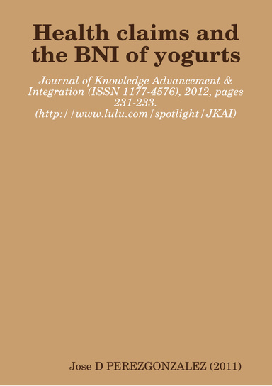 Health claims and the BNI of yogurts