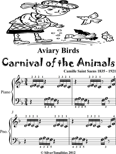 Aviary Birds Carnival of the Animals Beginner Piano Sheet Music