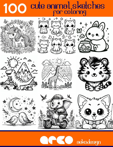100 cute animal sketches for coloring