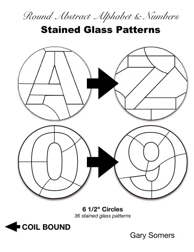 Round Abstract Alphabet & Numbers Stained Glass Patterns