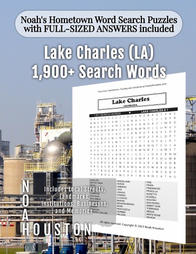 Noah’s Hometown Word Search Puzzles with FULL-SIZED ANSWERS included Lake Charles (LA)