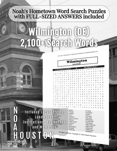 Noah’s Hometown Word Search Puzzles with FULL-SIZED ANSWERS included Wilmington (DE)