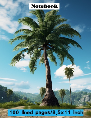 Palm tree Notebook/100 lined pages/8.5x11 inch