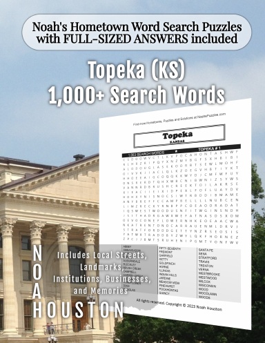 Noah’s Hometown Word Search Puzzles with FULL-SIZED ANSWERS included Topeka (KS)