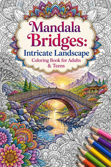Enchanted Paths: A Mandala Bridge Coloring Experience