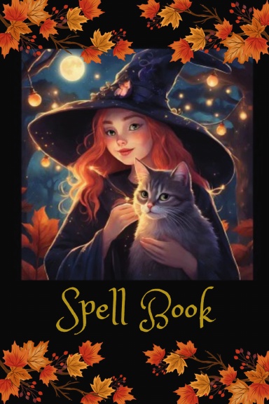 Little Red Head Witch and Cat Spell Book Journal