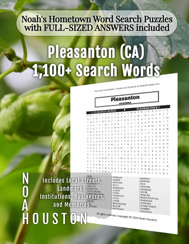 Noah’s Hometown Word Search Puzzles with FULL-SIZED ANSWERS included Pleasanton (CA)