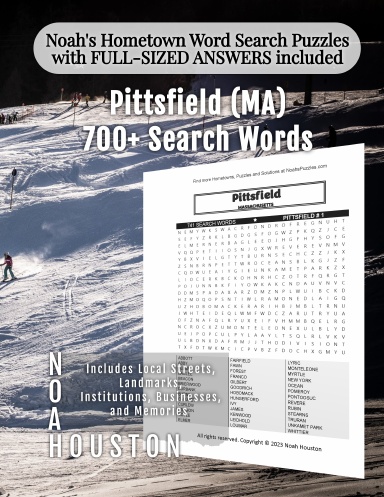 Noah’s Hometown Word Search Puzzles with FULL-SIZED ANSWERS included Pittsfield (MA)