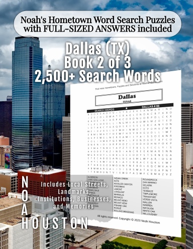 Noah’s Hometown Word Search Puzzles with FULL-SIZED ANSWERS included Dallas (TX), Book 2 of 3
