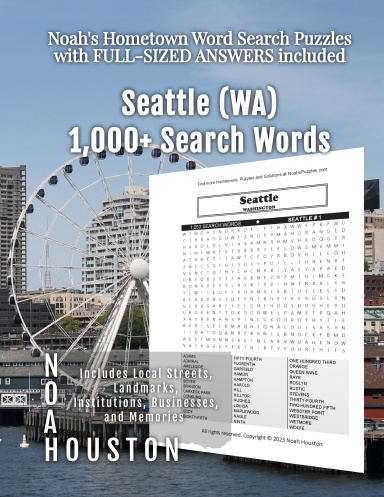 Noah’s Hometown Word Search Puzzles with FULL-SIZED ANSWERS included Seattle (WA)