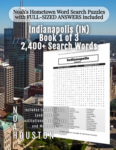 Noah’s Hometown Word Search Puzzles with FULL-SIZED ANSWERS included Indianapolis (IN), Book 1 of 3