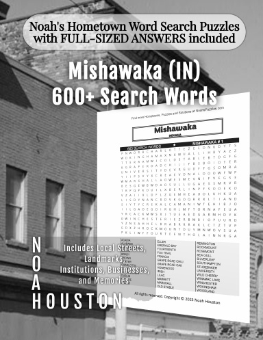 Noah’s Hometown Word Search Puzzles with FULL-SIZED ANSWERS included Mishawaka (IN)