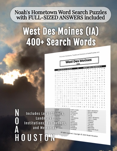 Noah’s Hometown Word Search Puzzles with FULL-SIZED ANSWERS included West Des Moines (IA)