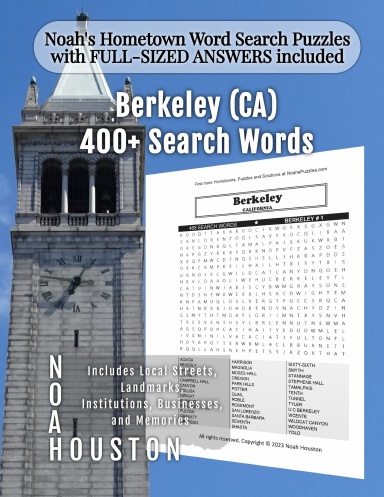 Noah’s Hometown Word Search Puzzles with FULL-SIZED ANSWERS included Berkeley (CA)