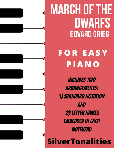 From Lyric Pieces Opus 54  This Teaching/Student combo comes with two versions of the same arrangement- one with the note names included in each notehead, and another in Standard Music Notation  This set is ideal for helping Piano enthusiasts of all ages