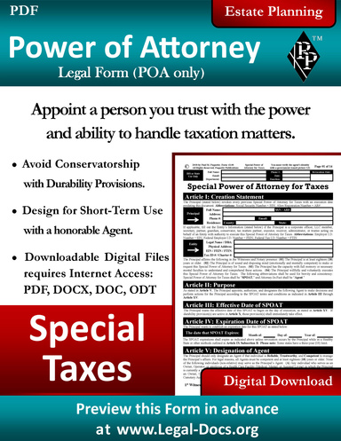 PDF - Special Power of Attorney for Taxes - Condense Version