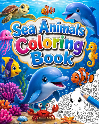 "Sea Animals Coloring Book"