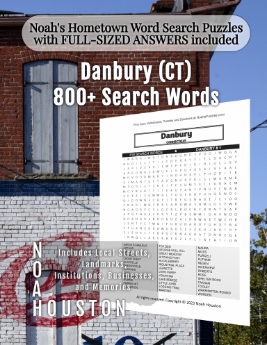 Noah’s Hometown Word Search Puzzles with FULL-SIZED ANSWERS included Danbury (CT)