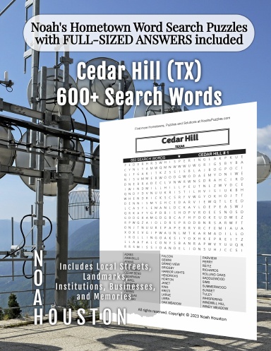 Noah’s Hometown Word Search Puzzles with FULL-SIZED ANSWERS included Cedar Hill (TX)